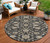 8' Black Brown And Ivory Round Moroccan Washable Indoor Outdoor Area Rug