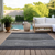 8' X 10' Gray Charcoal And Silver Striped Washable Indoor Outdoor Area Rug