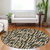 8' Black Gold And Ivory Round Abstract Washable Indoor Outdoor Area Rug