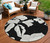 8' Black Gray And Silver Round Floral Washable Indoor Outdoor Area Rug