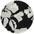 8' Black Gray And Silver Round Floral Washable Indoor Outdoor Area Rug