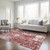 8' X 10' Burgundy And Ivory Abstract Washable Indoor Outdoor Area Rug