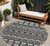 8' Charcoal Brown And Ivory Round Moroccan Washable Indoor Outdoor Area Rug