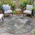8' Pewter Khaki And Charcoal Round Abstract Washable Indoor Outdoor Area Rug