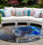 8' Blue Round Abstract Washable Indoor Outdoor Area Rug
