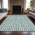 10' X 14' Teal Blue And Ivory Geometric Washable Indoor Outdoor Area Rug Transitional Style - Teal Blue, Ivory Color