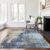 10' X 14' Navy Blue And Taupe Abstract Washable Indoor Outdoor Area Rug