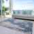 10' X 14' Navy Blue And Taupe Abstract Washable Indoor Outdoor Area Rug