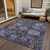 8' X 10' Purple And Black Damask Washable Indoor Outdoor Area Rug
