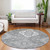 8' Gray And Ivory Round Medallion Washable Indoor Outdoor Area Rug