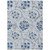 10' X 14' Sky Blue And Gray Floral Washable Indoor Outdoor Area Rug