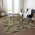 10' X 14' Charcoal Gold And Tan Floral Washable Indoor Outdoor Area Rug