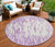 8' Lavender And Ivory Round Abstract Washable Indoor Outdoor Area Rug Transitional Style - Lavender, Ivory Color
