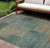 9' X 12' Teal Blue Brown And Taupe Abstract Washable Indoor Outdoor Area Rug