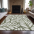 10' X 14' Olive Green And Beige Floral Washable Indoor Outdoor Area Rug