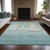 8' X 10' Teal Blue And Gold Nautical Washable Indoor Outdoor Area Rug