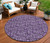 8' Purple Eggplant And Ivory Round Floral Washable Indoor Outdoor Area Rug