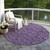 8' Purple Eggplant And Ivory Round Floral Washable Indoor Outdoor Area Rug