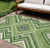 8' X 10' Green Ivory And Beige Tribal Washable Indoor Outdoor Area Rug