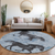 8' Denim Blue And Charcoal Round Horse Washable Indoor Outdoor Area Rug