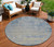 8' Navy Blue And Beige Round Abstract Washable Indoor Outdoor Area Rug - Navy Blue, Beige