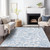 10' X 14' Sky Blue Denim Blue And Ivory Paisley Washable Indoor Outdoor Area Rug
