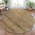 8' Khaki And Beige Round Geometric Washable Indoor Outdoor Area Rug - 880016518955