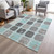 9' X 12' Teal Blue Gray And Ivory Geometric Washable Indoor Outdoor Area Rug