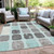 9' X 12' Teal Blue Gray And Ivory Geometric Washable Indoor Outdoor Area Rug