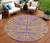 8' Purple And Copper Round Animal Print Washable Indoor Outdoor Area Rug