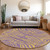 8' Purple And Copper Round Animal Print Washable Indoor Outdoor Area Rug
