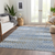 8' X 10' Denim Blue Gray And Ivory Floral Washable Indoor Outdoor Area Rug