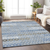 8' X 10' Denim Blue Gray And Ivory Floral Washable Indoor Outdoor Area Rug