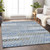 8' X 10' Denim Blue Gray And Ivory Floral Washable Indoor Outdoor Area Rug