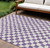 9' X 12' Purple And Ivory Geometric Washable Indoor Outdoor Area Rug - Purple, Ivory