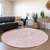 8' Pink And Ivory Round Medallion Washable Indoor Outdoor Area Rug