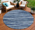 8' Blue And Navy Blue Round Abstract Washable Indoor Outdoor Area Rug - Blue, Navy Blue