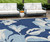 10' X 14' Navy Blue Denim Blue And Ivory Floral Washable Indoor Outdoor Area Rug - 608219207434