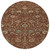 8' Brown Tan And Red Round Floral Washable Indoor Outdoor Area Rug