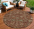 8' Brown Tan And Red Round Floral Washable Indoor Outdoor Area Rug
