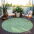 8' Green And Artichoke Green Round Floral Washable Indoor Outdoor Area Rug
