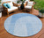 8' Sky Blue And Denim Blue Round Geometric Washable Indoor Outdoor Area Rug
