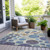 10' X 14' Navy Blue And Ivory Geometric Washable Indoor Outdoor Area Rug - Navy Blue, Ivory