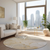 8' Round Beige Abstract Washable Indoor Outdoor Area Rug