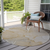 8' Round Beige Abstract Washable Indoor Outdoor Area Rug