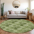 8' X 8' Olive Green Round Floral Medallion Washable Non Skid Indoor Outdoor Area Rug