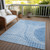8' X 10' Denim Blue And Sky Blue Striped Washable Indoor Outdoor Area Rug