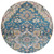 8' Blue Beige And Gold Round Oriental Washable Indoor Outdoor Area Rug