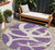 8' Purple Ivory And Gray Round Abstract Washable Indoor Outdoor Area Rug