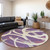 8' Purple Ivory And Gray Round Abstract Washable Indoor Outdoor Area Rug